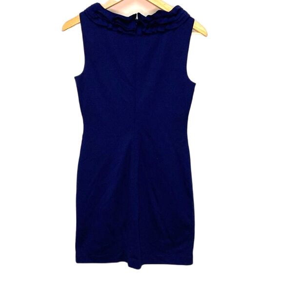 Trina Turk Cobalt Blue Ruffle Front Sleeveless Knee Length Sheath Dress Size 0 - Picture 5 of 13